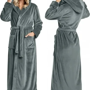 fleece bathrobe Pakistan in grey color front view